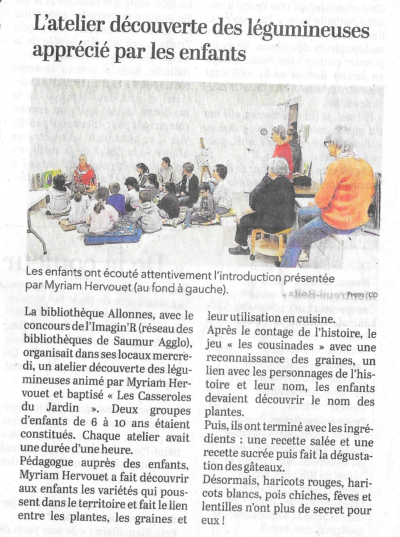 Bibliothèque d'Allonnes animation découverte des légumineuses, conte, jeu et dégustation