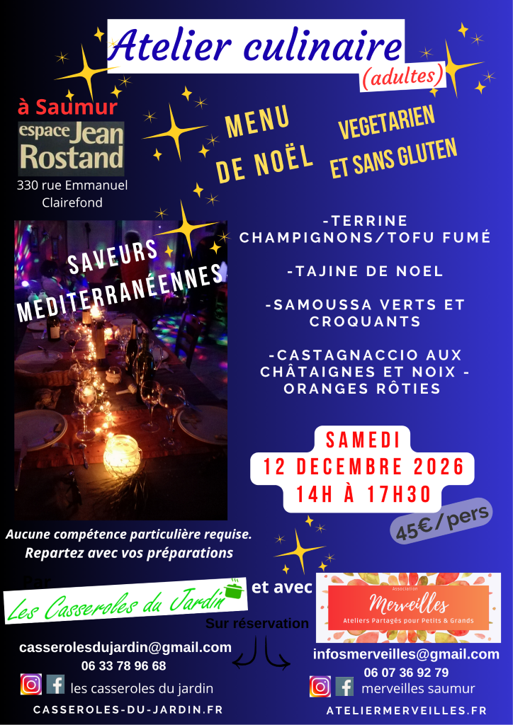 Atelier menu de f&ecirc;te, sans gluten et sans lactose