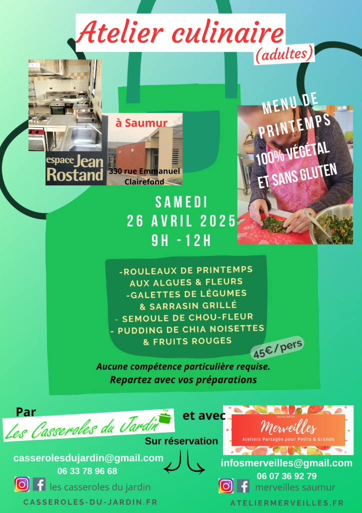Atelier menu de fête, sans gluten et sans lactose